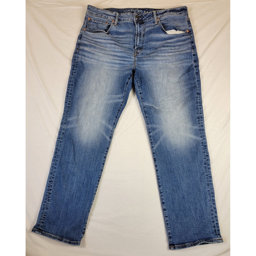 American Eagle Athletic Straight Airflex+ Jeans Mens 38x31 Medium Wash Blue